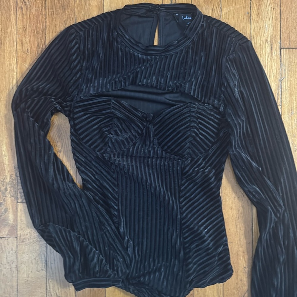 black velvet body suit-long sleeve